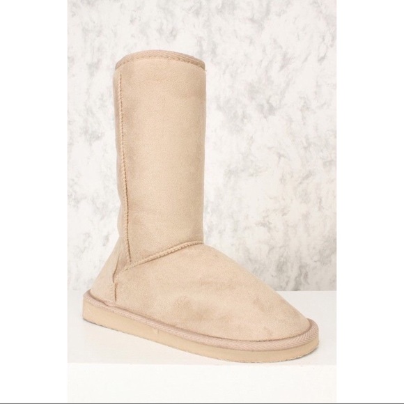 Taupe Slip On Casual Flat Boots Suede. - Picture 4 of 4